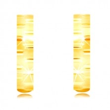 Cercei din aur galben 585 - cercuri subțiri mate decorate cu tăieturi lucioase