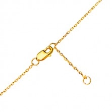 Brățară din aur de 14K - lanț fin strălucitor, semilună decorată cu zirconii