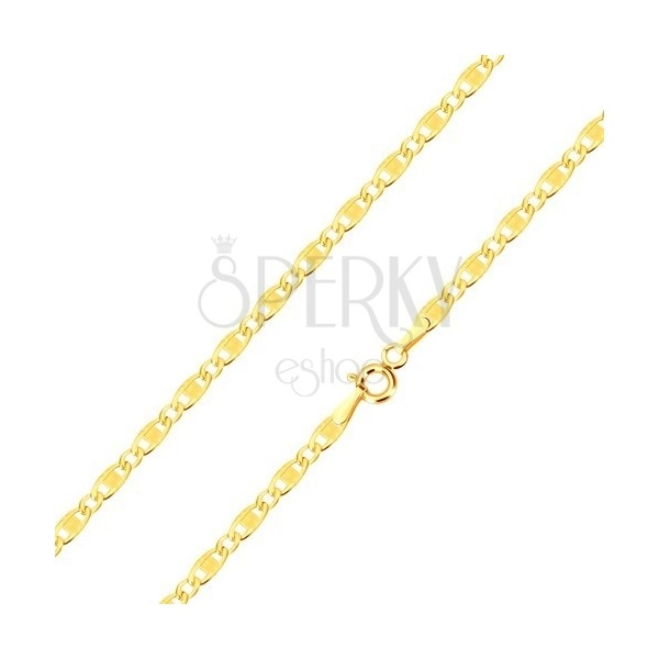 Brățară din aur galben 585 - zale ovale alungite, crestăturile și dreptunghiuri, 190 mm