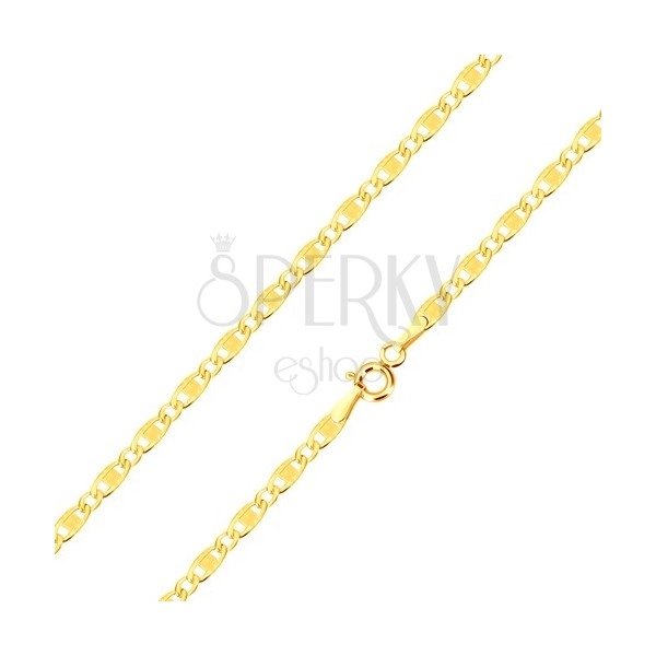 Lanț din aur de 14K  - zale ovale și alungite, crestăturile și dreptunghiuri, 450 mm