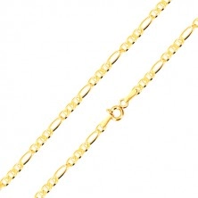 Lanț din aur galben 585 - model Figaro, zale ovale separate cu bastonașe, 500 mm