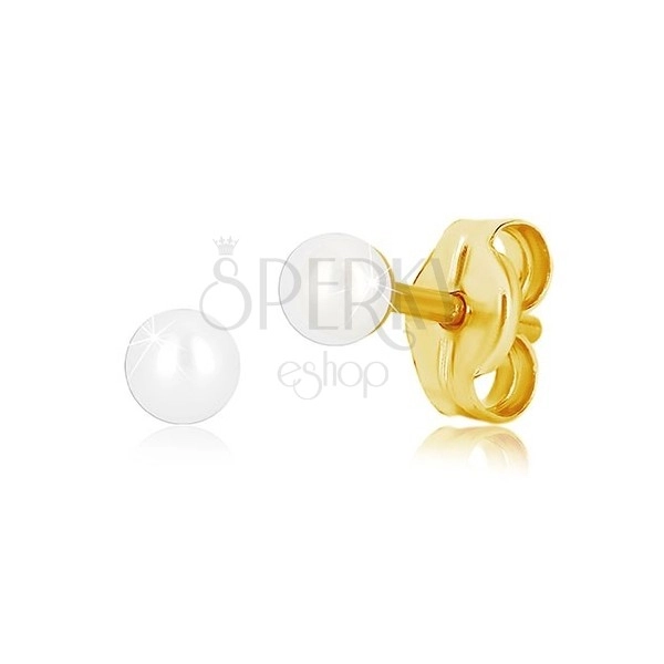 Cercei din aur galben 585 - perlă cultivată de culoare albă, închidere de tip fluturaș