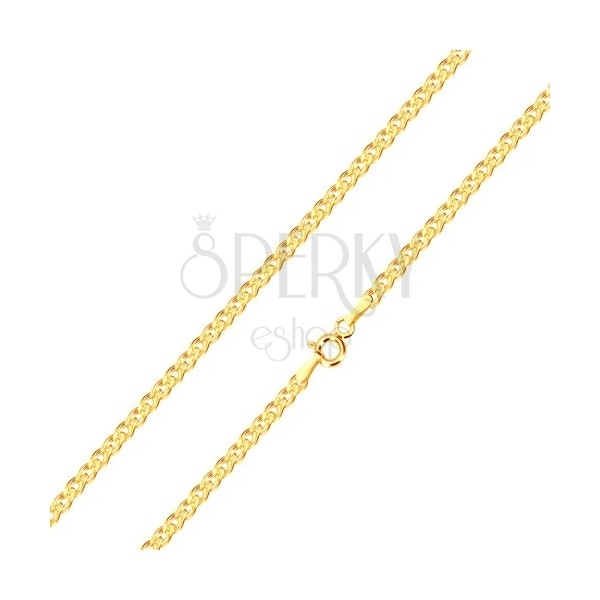 Lanț din aur galben 9K – zale eliptice și ovale, suprafață lucioasă, 500 mm