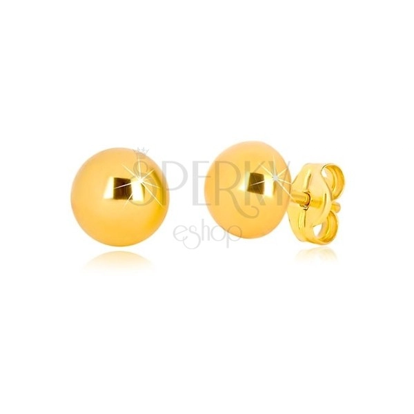 Cercei din aur galben 375 - semi-bilă simplă cu suprafață lucioasă, 6 mm