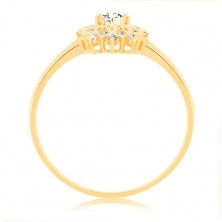 Inel din aur 375 - soare lucios decorat cu zirconii rotunde transparente