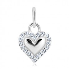 Pandantiv din argint 925 - inimă strălucitoare, contur de zirconii transparente