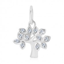 Pandantiv din argint 925 - copacul vieții, frunze cu zirconii rotunde