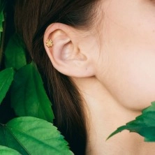 Piercing pentru ureche, bărbie sau buză - simbolul norocului cu zirconii transparente, 6 mm