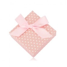 Cutie de cadou pentru cercei sau două inele - buline, culoare roz pastel, fundă
