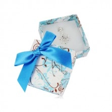 Cutie cadou pentru un inel sau cercei - hibiscus, fundă albastru închis