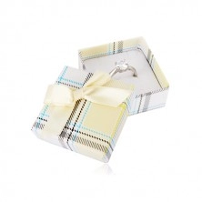Cutie cadou pentru cercei sau inel - model scoțian galben, fundă