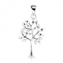 Pandantiv – copacul vieții, trunchi îngust cu coroană ramificată, argint 925