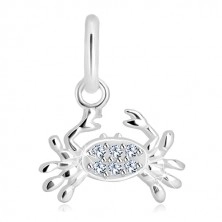Pandantiv din argint 925 - crab cu zirconii strălucitoare, semn zodiacal RAC