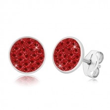 Cercei din argint 925 - cerc strălucitor încrustat cu zirconii roșii