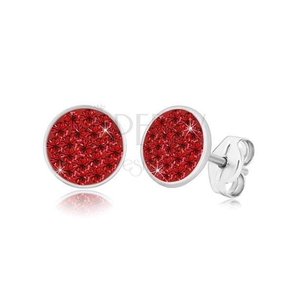 Cercei din argint 925 - cerc strălucitor încrustat cu zirconii roșii