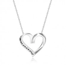 Colier din argint 925 - panglică ondulată în inimă, "Forever in my heart"