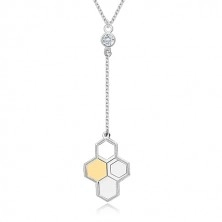 Colier din argint 925 - fagure de albine, zirconiu transparent, lanț strălucitor
