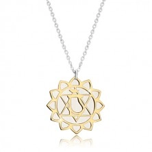 Colier din argint 925 - inima lucioasa în nuanță aurie, floare de lotus mat