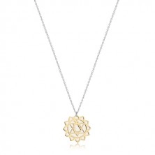 Colier din argint 925 - inima lucioasa în nuanță aurie, floare de lotus mat