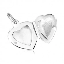 Pandantiv din  argint 925 - medalion plat, inimă simetrică cu suprafață lucioasă
