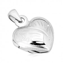 Pandantiv din argint 925 - medalion, inimă simetrică cu tăieturi decorative
