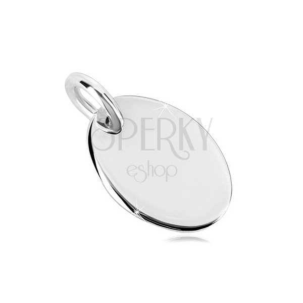 Pandantiv argint 925 - placă plată cu suprafață lucioasă, oval simplu