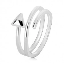 Inel din argint 925 - săgeată îngustă ondulată în spirală, suprafață lucioasă