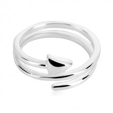 Inel din argint 925 - săgeată îngustă ondulată în spirală, suprafață lucioasă