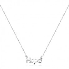 Colier din argint 925 - lanț sclipitor, inscripție „Hope” cu linie de diamante