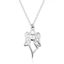 Colier din argint 925 - înger sculptat, inimă cu diamant transparent