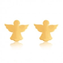 Cercei din aur galben 9K - contur de înger cu aripi larg deschise