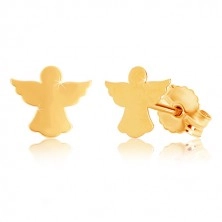 Cercei din aur galben 9K - contur de înger cu aripi larg deschise