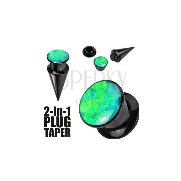 Expander 2-in-1 și plug de culoare neagră - negru și verde