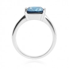 Inel din argint 925 - zirconiu pătrat de culoare albastru închis și zirconii transparente