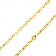 Lanț din aur 14K - zale ovale, zală oblică cu dreptunghi, 550 mm