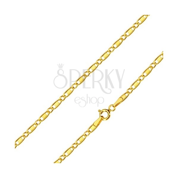 Lanț din aur 14K - zale ovale, zală oblică cu dreptunghi, 550 mm