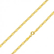 Lanț din aur galben 585 - zale ovale, zale alungite cu crestături stelare, 550 mm