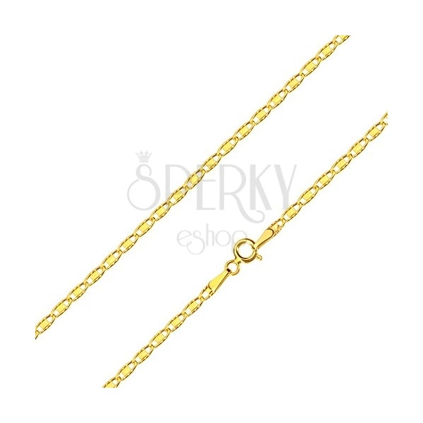 Lanț din aur galben 14K - zal ovale cu dreptunghi și tăieturi, 500 mm