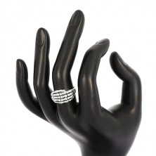 Inel din argint 925 - schelete în formă de mână, brațe lucioase, patină