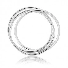 Inel triplu din argint 925 - cercuri lucioase înguste, care sunt interconectate între ele