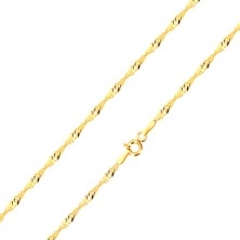 Lanț din aur galben 585 - zale strălucitoare de formă ovală, spirală, 420 mm