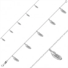 Brățară din argint 925 - cinci pandantive în formă de pene, zale rotunde