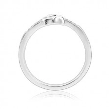 Inel din argint 925 - zirconiu transparent rotund, brațe cu zirconii, săgeată