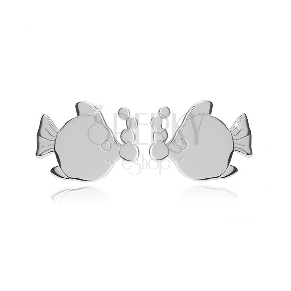 Cercei din argint 925 - pește strălucitor cu bule, închidere de tip fluturaș