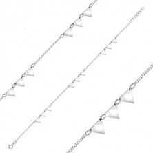 Brățară pentru gleznă din argint - triunghiuri strălucitoare, zale unghiulare