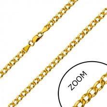 Lanț din aur 585 - zale ovale unite în serie împodobite cu proeminențe, 450 mm