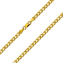 Lanț din aur 585 - zale ovale unite în serie împodobite cu proeminențe, 450 mm