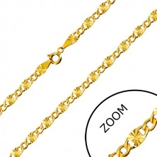 Lanț din aur 585 - zale plate, tăieturi stelare, zale hexagonale, 550 mm