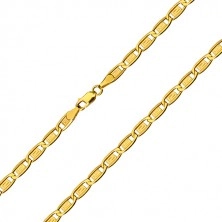 Lanț din aur 585 - zale alungite, dreptunghiuri cu cheie greacă, 600 mm