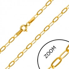 Lanț din aur galben de 14K - zale plate alungite, închidere de tip inel cu arc, 550 mm
